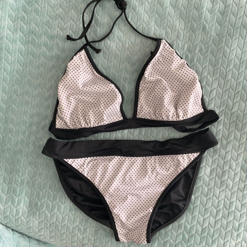 Unico Swimwear Bikini Black and White Polka Dot Size XL